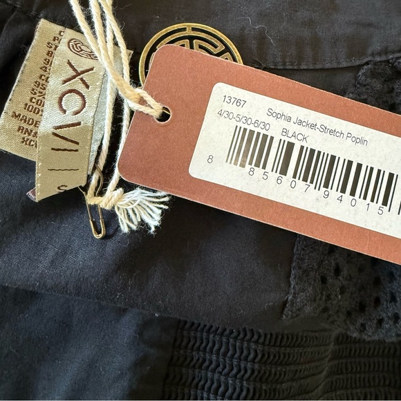 XCVI Sophia Poplin Stretch Jacket Size Small NWT Zip Up Cotton Blend 3/4 Sleeve - Picture 5 of 6
